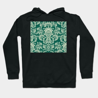 Damask Vintage Green and White Hoodie